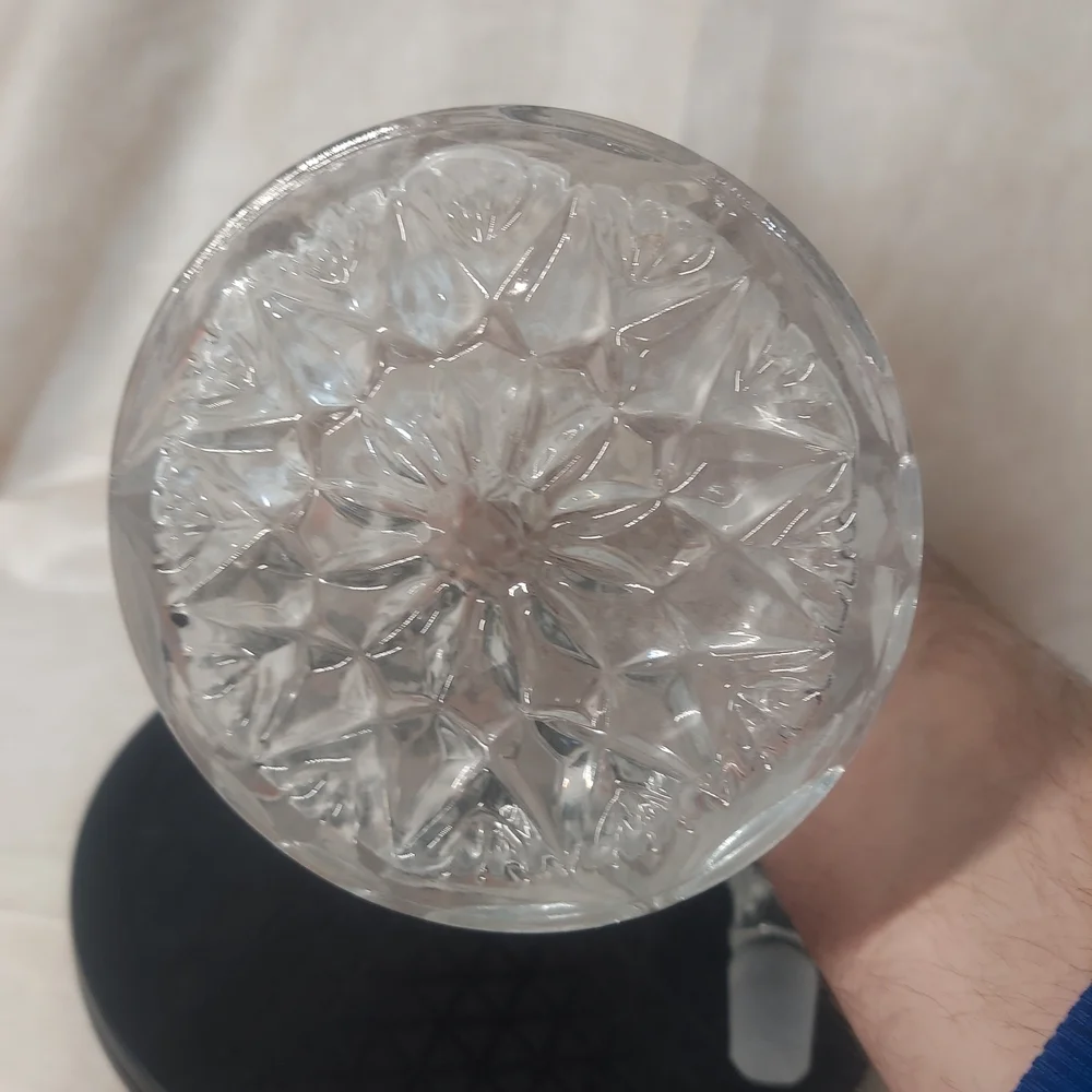 Vintage Bell-Shaped Cut Crystal Decanter with Etched Floral Design & Stopper